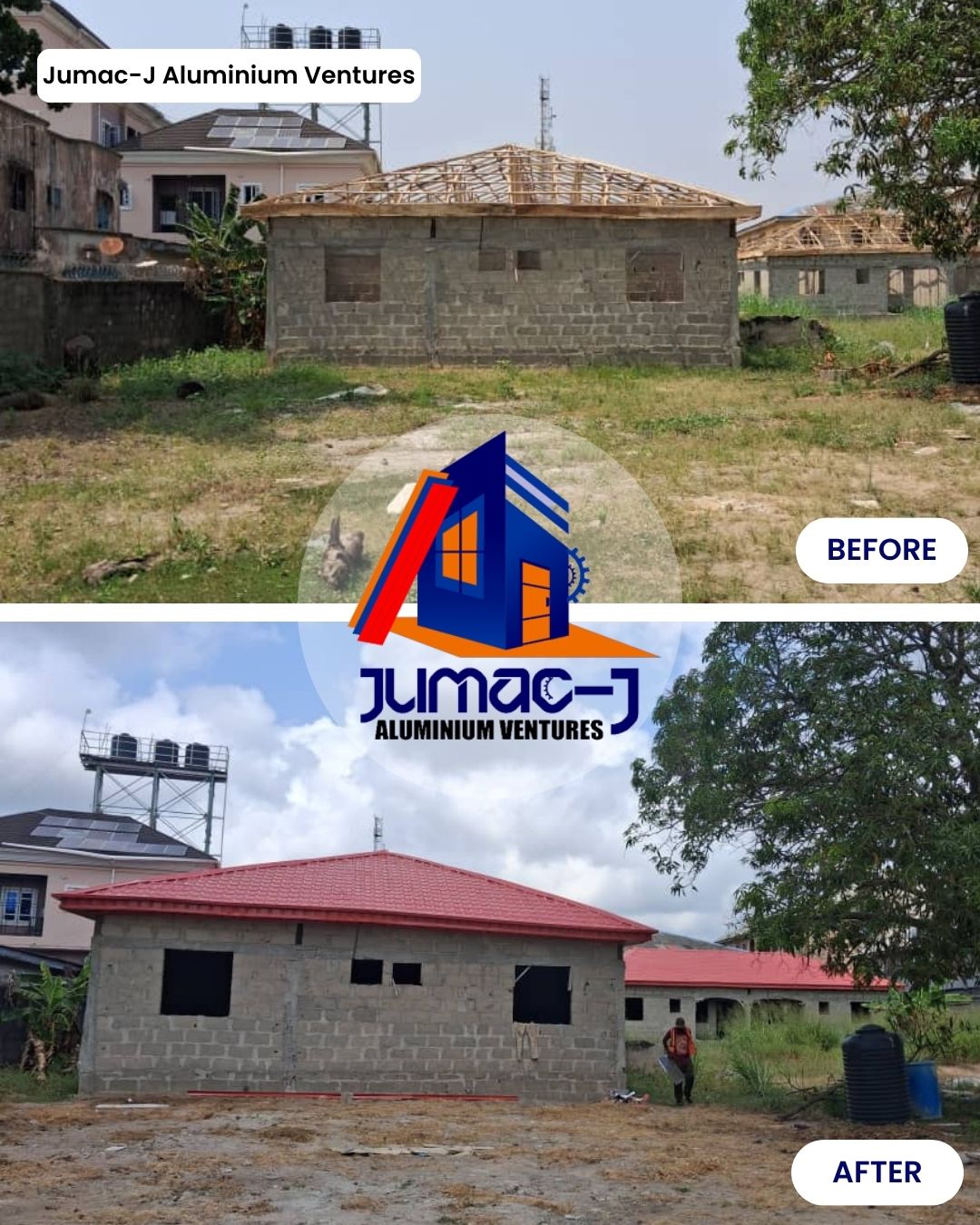 Twin building new roof installation in Lagos with Longspan aluminium